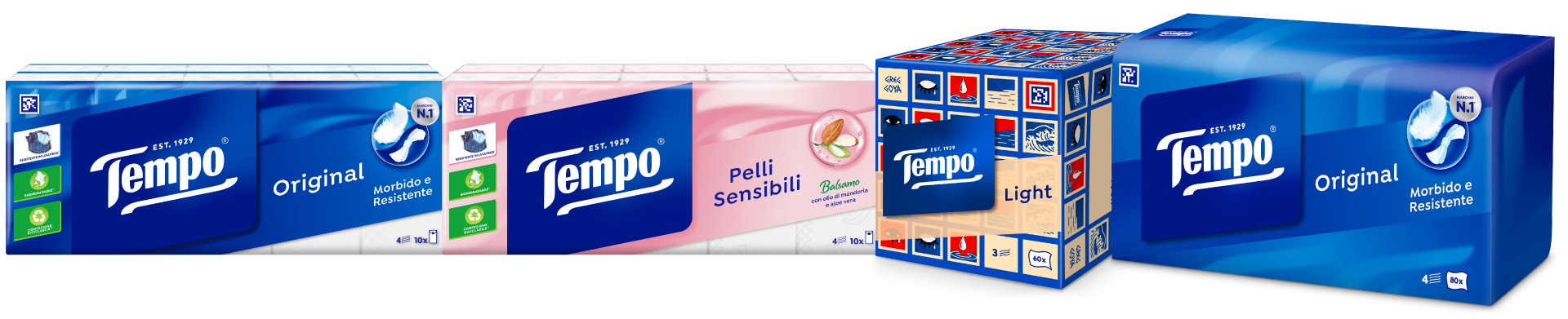 Confezioni di fazzoletti e Box Tempo